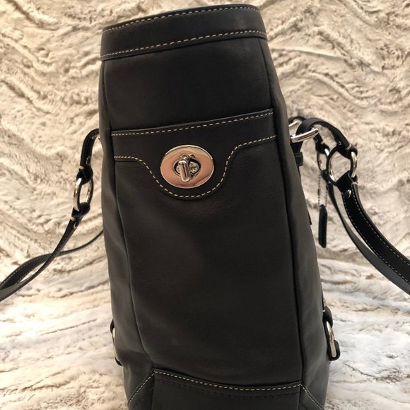 Genuine Black Coac Leather Tote - Picture 2 of 6